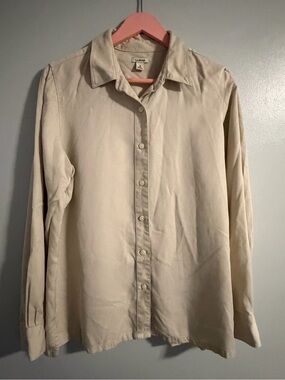 L.L. Bean Women's Button-Down Shirt in Light Beige